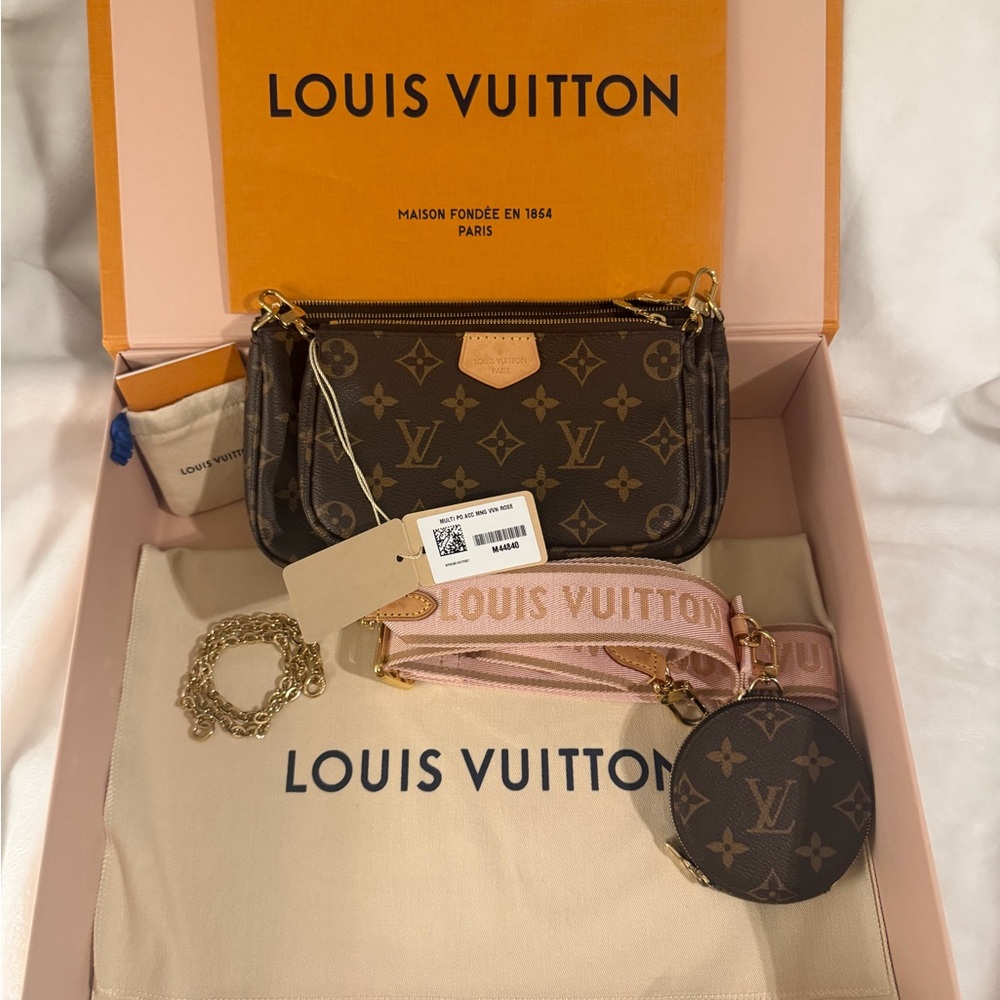 Louis Vuitton Monogram Crossbody Bag in Brown and Pink